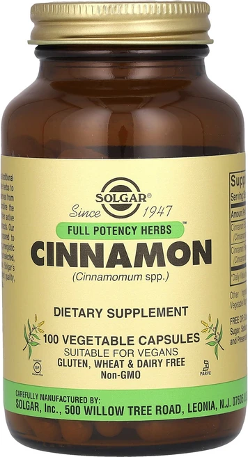 솔가 풀 포텐시 시나몬 계피 100 베지캡슐 허브 추출, 1개, 60정 - 쿠팡