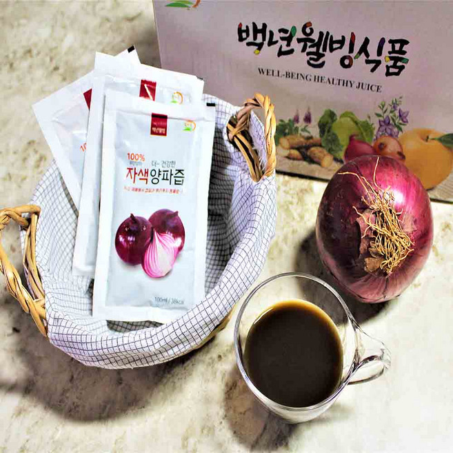 백년웰빙식품 자색 양파즙 뿌리와 껍질까지 통째로~, 100ml, 50개
