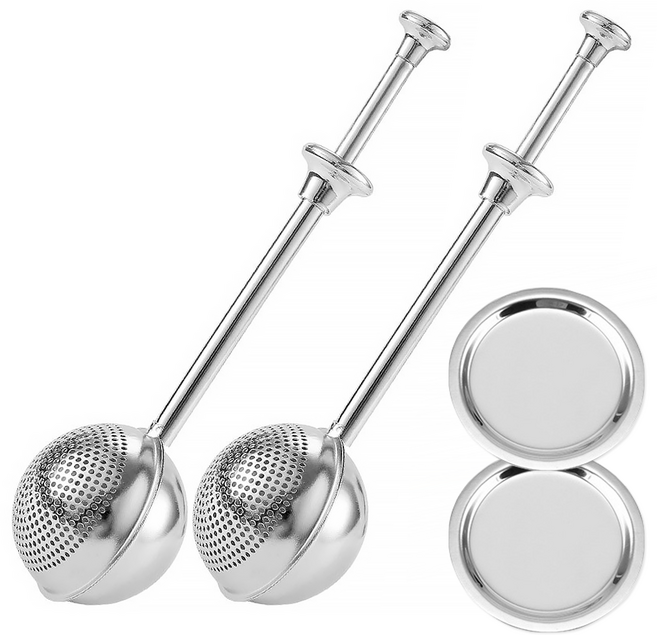 리브문 304 스텐 차 거름망 티 인퓨저 차망 볼 (푸시형), 2개