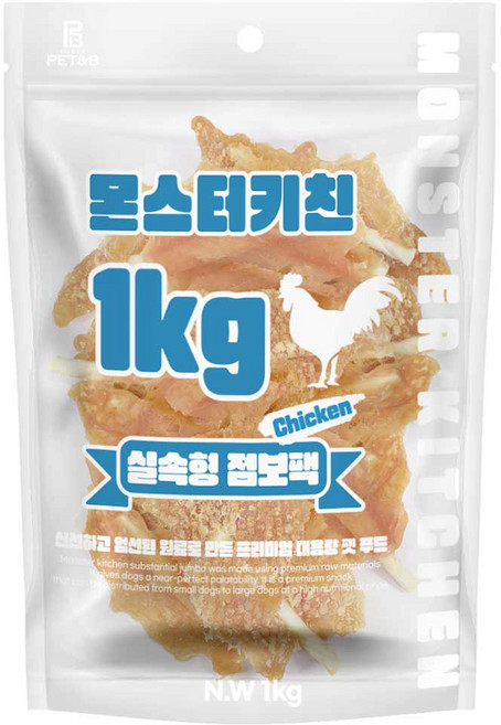 몬스터키친 강아지 대용량 가성비 좋은 간식, 1개, 1kg, 숯불닭갈비