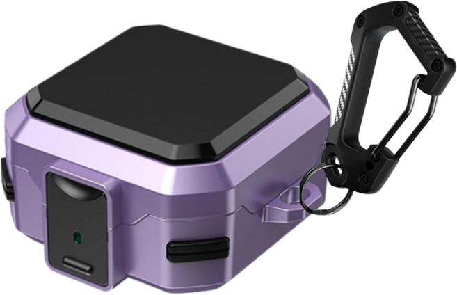 투에이비 분실방지 러기드 범퍼 락 하드 케이스, 1개, 블랙 퍼플, 갤럭시 버즈4/버즈4 프로