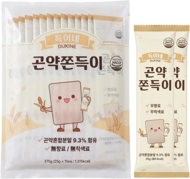 득이네 곤약쫀드기 인절미맛, 1개, 375g