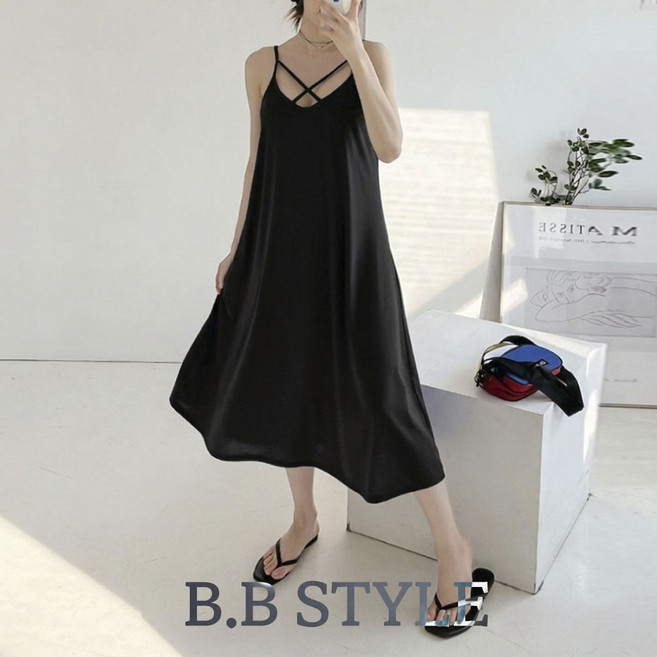 66-100 여름필수 빅사이즈 엑스 나시 원피스 A라인 플레어 루즈핏 바캉스 휴가룩 롱원피스 / 바스켓원피스