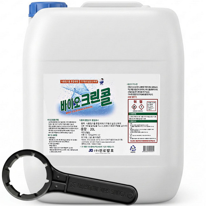 7위 - 진로발효 바이오크린콜 75% 20L+전용오프너 살균 소독제 발효주정 알콜, 1개, 20L