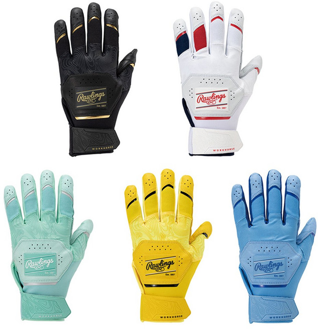 롤링스 워크호스 야구 배팅 장갑 WH25BG, 1개, 블랙