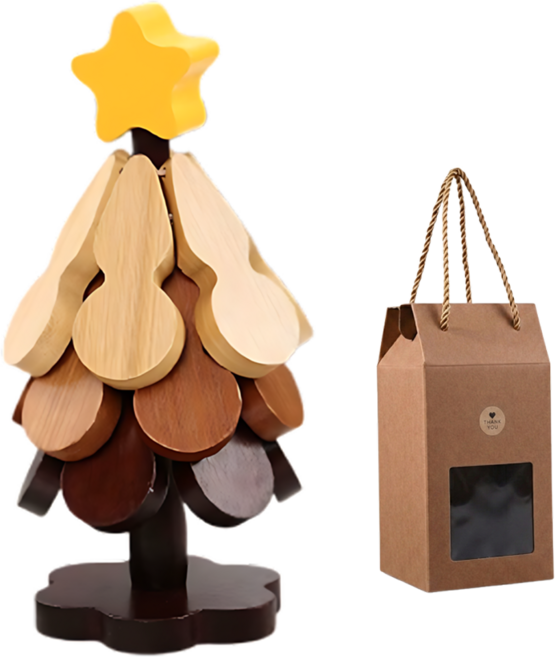 홈잇 원목 트리 냄비받침 집들이선물 고급쇼핑백 개업선물, 1개, 별