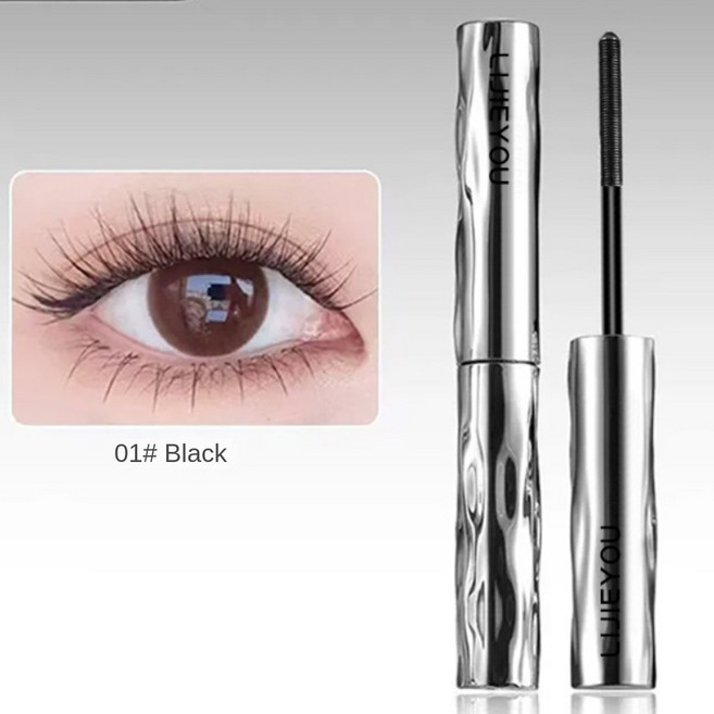 다채로운 금속 철 속눈썹 마스카라 방수 확장 효과 볼륨 길이 마스카라 긴 컬링 작은 실버 튜브, 02 Black, 1개