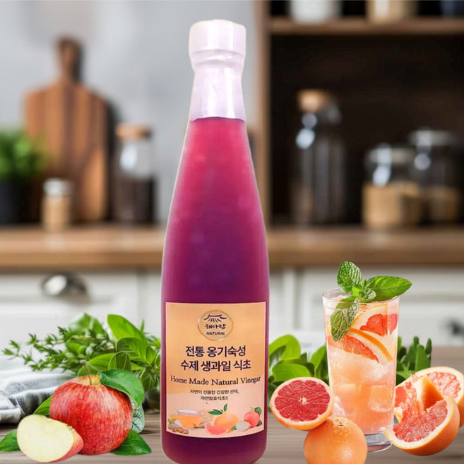 무첨가 자연발효 숙성 식초 수제 사과식초, 1개, 500ml