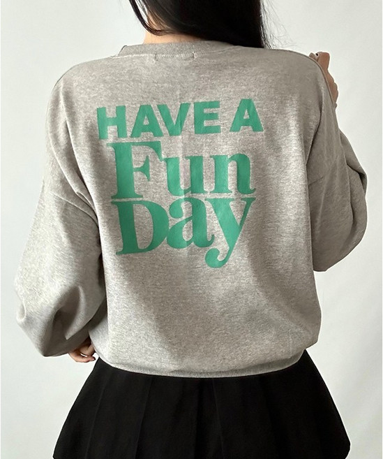 비토샵 여성 백포인트 해브펀 프린팅 맨투맨 국내생산