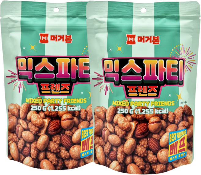머거본 믹스파티 프렌즈 혼합견과류 250g 안주 간식, 2개