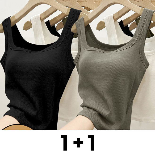 Neirny 1+1 여성 브라나시 빅사이즈 봄 여름 끈 나시 라운드 민소매 데일리 이너 빅사이즈 브라탑 나시 2매입