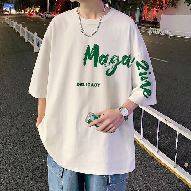 ANYOU 순면 반팔 티 남자 빅사이즈 여름 오버핏 반팔 티셔츠