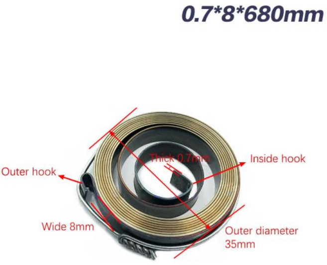 0.7-1.5 두께 680-1540mm 나선형 플랫 와이어 코일 토션 스프링 일정한 힘 연장 벤치 드릴 스크롤, 05 A2, 1개