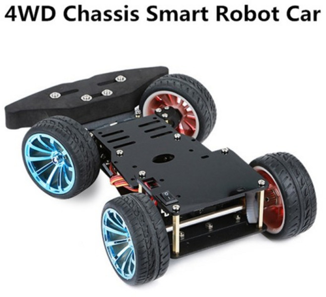 정시출고 품질보증 AC56-4 휠 DIY 서보 로봇 자동차 4륜 구동 섀시 스마트 부품 (아두이노 플랫폼용 금속, [01] Photo Color, 1개
