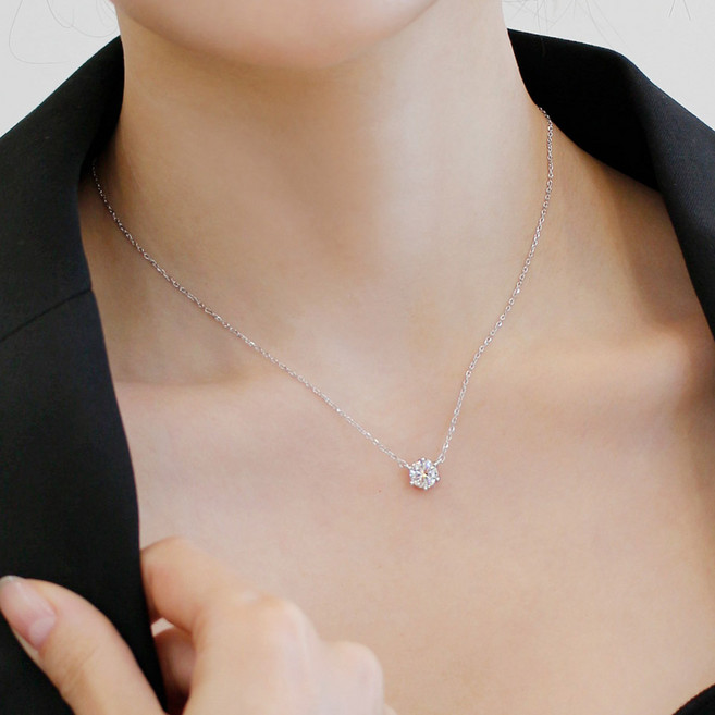 [GRA인증서] 반지소 실버 모이사나이트 다이아 목걸이 5부 1캐럿 2캐럿