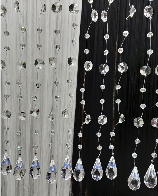 18미리 8각 크리스탈 비즈발 비즈 커튼 웨딩 장식 10미리 ab (120cm)