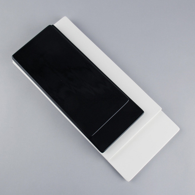 모던타일 직사각 판접시 1호~4호 평판접시 블랙앤화이트의 시크한 접시 케이터링 업소용그릇, 1개