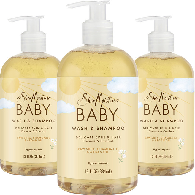 시어모이스처 로우 시어 카모마일 & 아르간 오일 키즈 워시 & 샴푸, 384ml, 3개