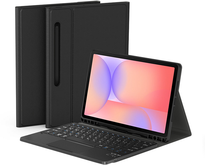 데이웍스 갤럭시탭 S10 Lite 라이트 블루투스 터치패드 키보드 북커버 케이스 S펜 수납, 모티보 플러스_블랙, 1개