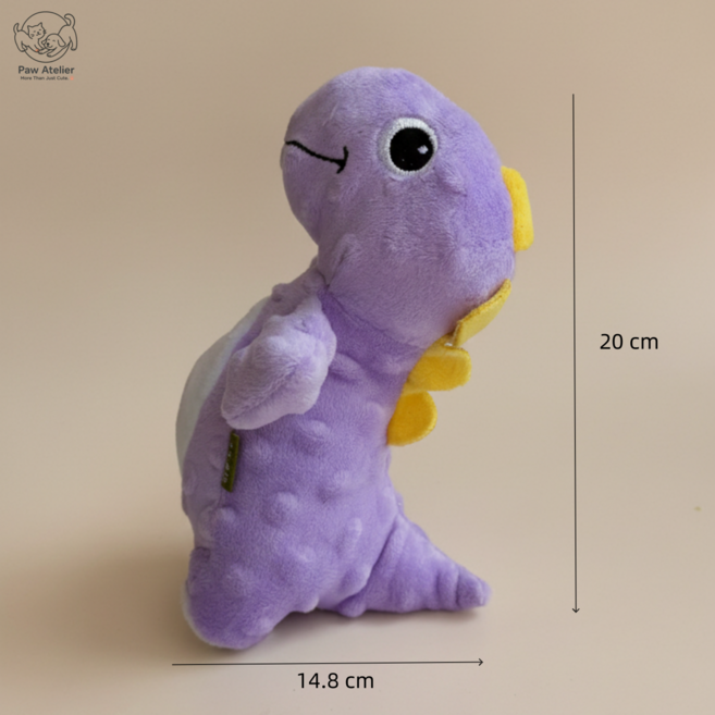 포아틀리에 강아지 공룡 삑삑이 봉제장난감 애착인형 설날 발렌타인 선물 소형견 스트레스 해소, 1개, 퍼플