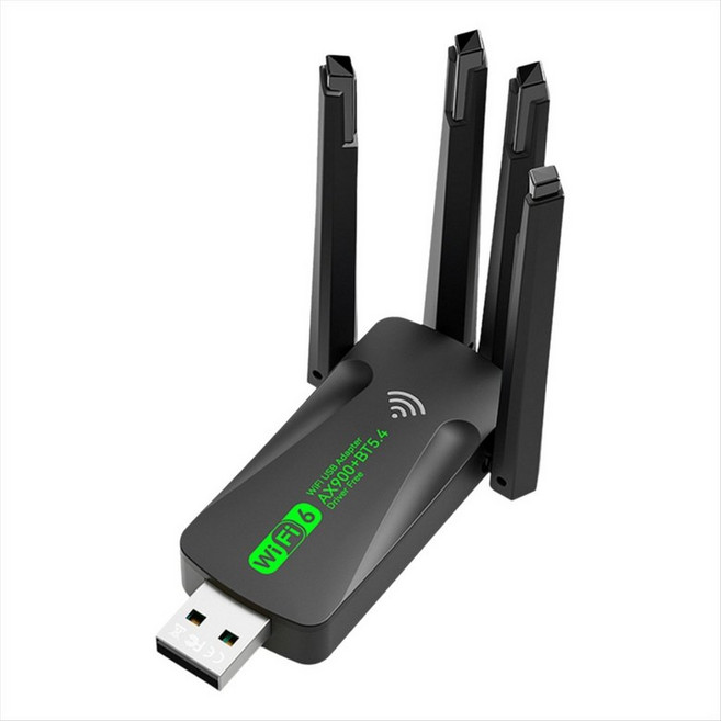 WiFi6 USB 어댑터 AX900 2.4G 5Ghz WiFi Bluetooth5.4 WiFi 동글 4 안테나 MU-MIMO PC/노트북 용 무선 카드 수신기, 검은색