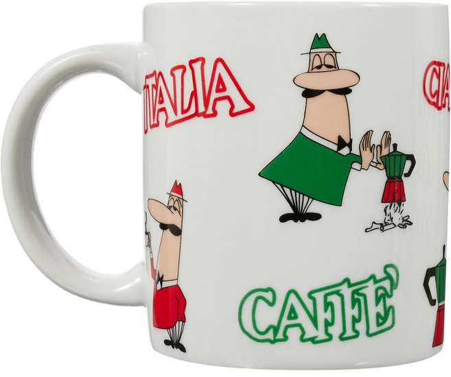 비알레티 도자기 머그컵 흰색 1개, 트리콜로레 남성 머그