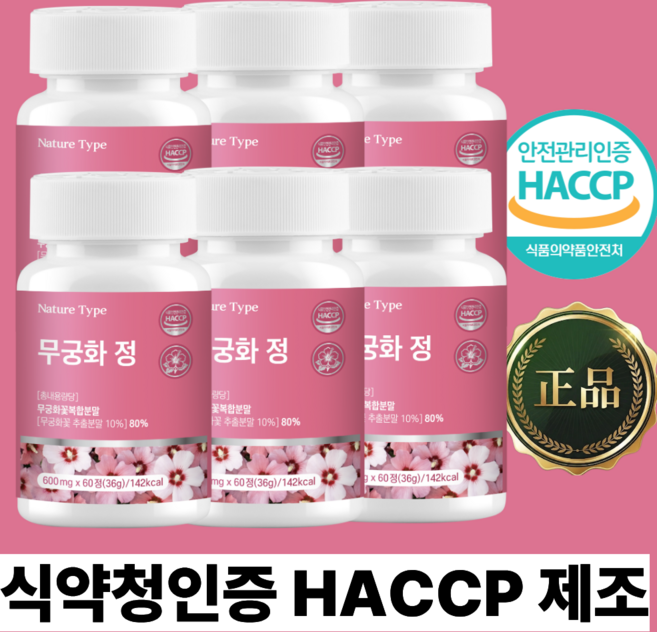 네이처타입 무궁화 정 핏 픽 식약청 인증 HACCP, 6개, 60정