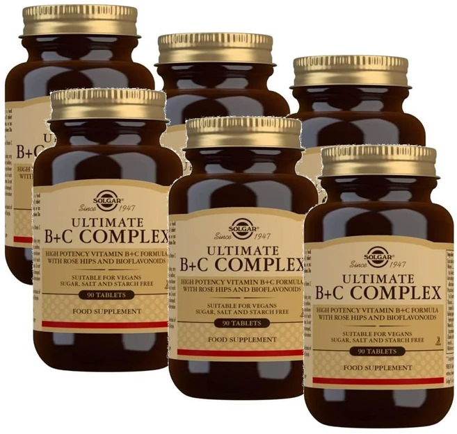 솔가 얼티메이트 비타민B+C 컴플렉스 Solgar Ultimate B+C Complex, 90정, 6개 - 쿠팡