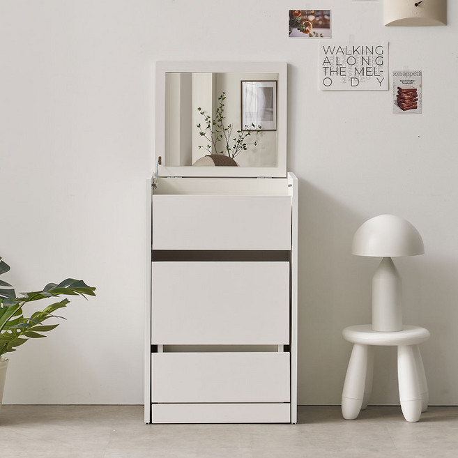 파로마 이즈 노스 500 수납 화장대 스툴 세트, 화이트