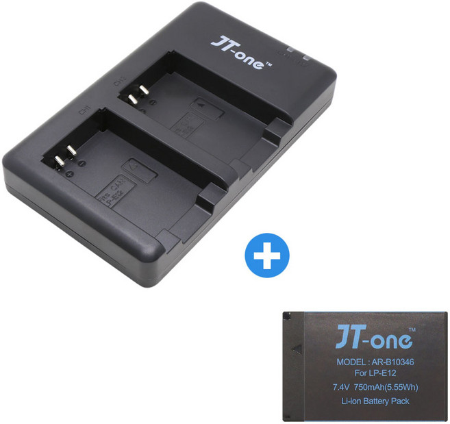 캐논 LP-E12 듀얼충전기+배터리 EOS 100D M100 M50, 1개