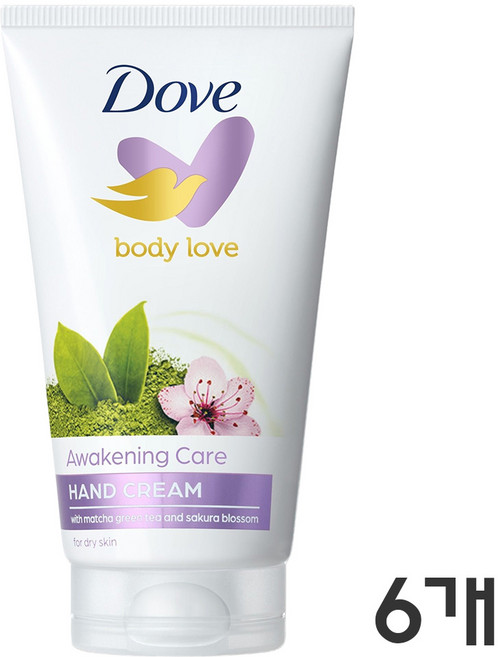 도브 바디러브 어웨이크닝 케어 핸드크림 그린티 앤 라벤더 향, 75ml, 6개