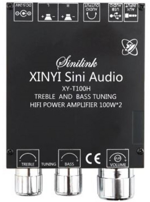 베이스 블루투스5.0 2채널 100W X2 미니앰프 소형증폭기 오디오사운드음향 마이크스피커 AUX방송용엠프