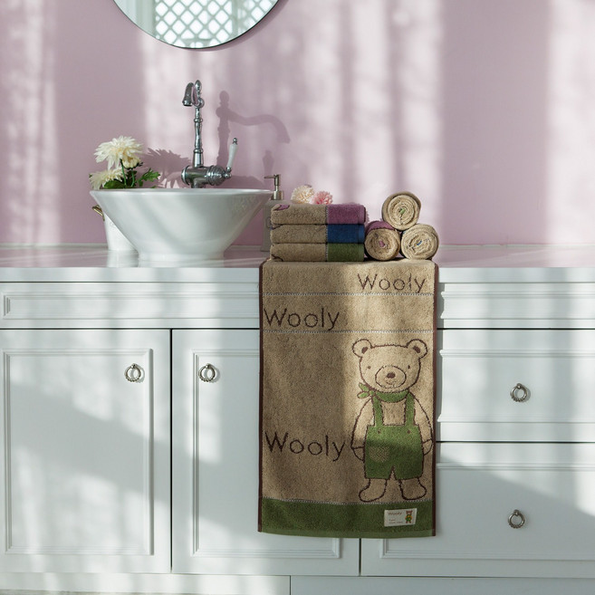 선물용 캐릭터 타월 얼굴타올 데일리수건 수건답례품 세면타올 민박 원룸 울리선염 130그램 5장, 그린, 5개