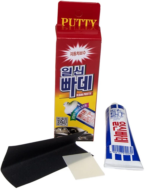 [다우몰] 일신 빠데 퍼티 100g + 헤라 + 사포 (니트릴장갑 1개) 자동차보수용, 2세트 - 쿠팡