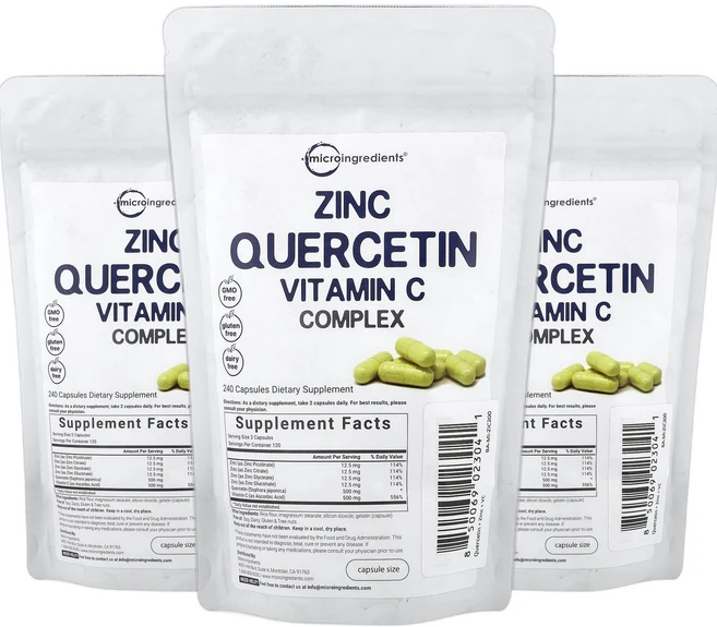 마이크로인그리디언츠 퀘르세틴 Quercetin 아연 비타민C 복합체 캡슐 240정 2+1, 3개 - 쿠팡