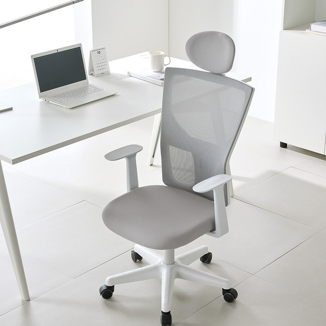 체어스코 네이처 허리 편한 컴퓨터의자 사무용 사무실 학생 공부 책상의자 헤드세트, 스톤그레이