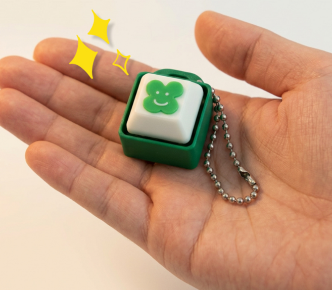 키캡 클리커 키링 행운의 스마일 네잎 클로버 클릭커 행운 응원 선물 [LUCKY 1구 미니 럭키 딸깍이 청축 기계식 키보드 친구 피젯토이 스트레스해소 키덜트 누르는 손 장난감], 단일, 1개