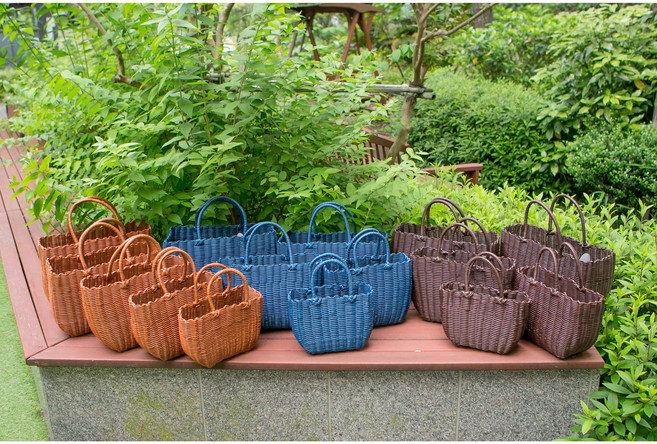 5size 보카시 빨대바구니 빨대가방 피크닉 라탄 왕골 물놀이 바캉스 캠핑 바구니 가방 데일리 초록샘