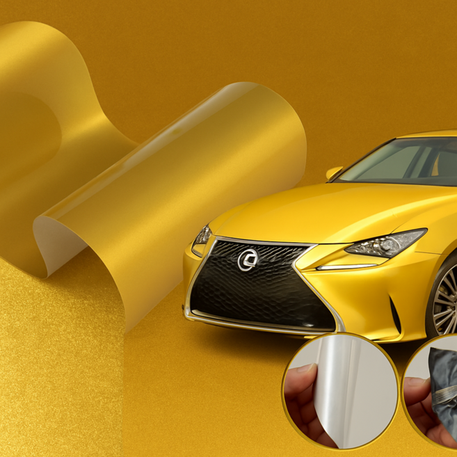 오토맥스 유광 랩핑필름 랩핑 시트지, 골드(152cmx25cm연결재단), 1개