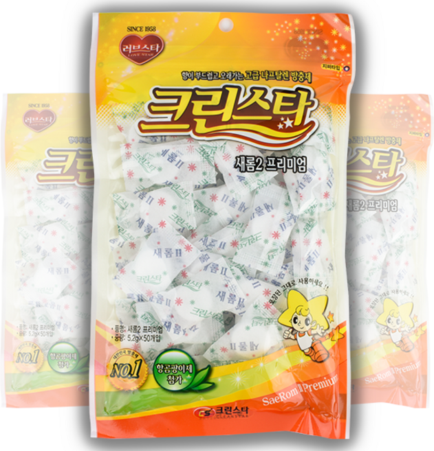 나프타린새롬2프리미엄 종이포장5.2g (좀약.습기제거제.방향제.나프탈린.습기제.냄새제거), 260g, 2개