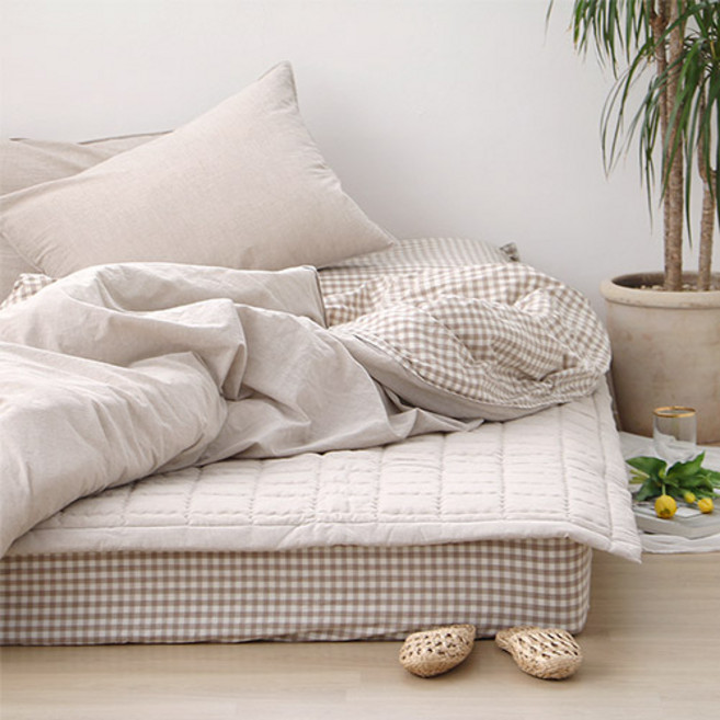 멜란체크 무지 이불커버 8컬러 SS D Q K 구스이불커버, 그레이