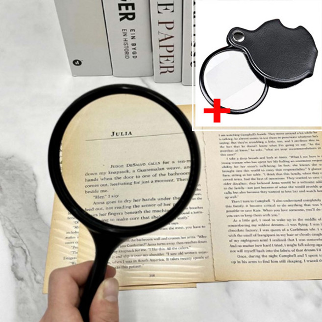 노안 3배율 확대 돋보기 100mm 확대경과 3배율 휴대용 포켓 돋보기, 블랙, 1세트