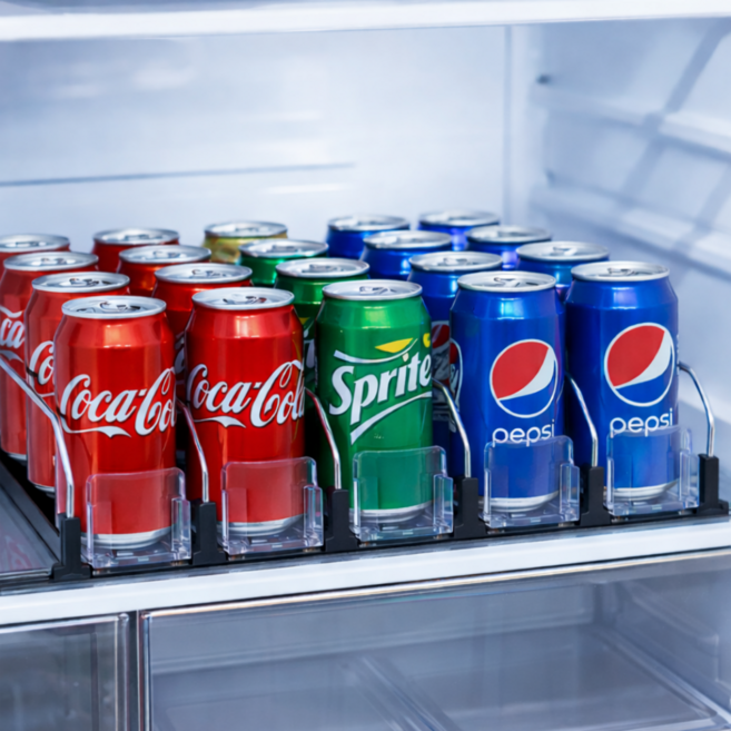 젠토 열맞춰 냉장고 자동정열 음료 디스펜서 캔음료 슬라이드 트레이, 1개, 블랙