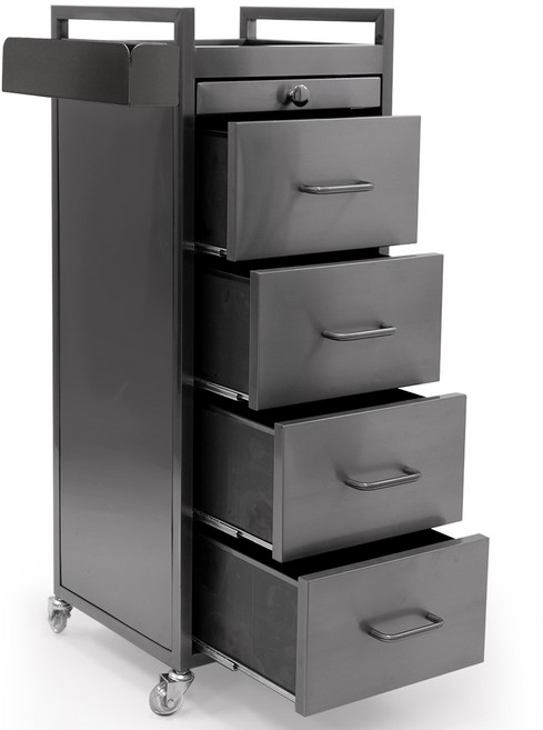 뜨리고 5단 프리미엄 스텐엣지 트레이 ST-5001 미용실 스테인레스 이동식, 티타늄그레이