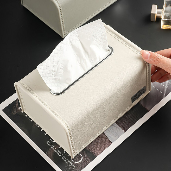 모던 티슈 케이스 가죽라이크 티슈 케이스 스프링 티슈 케이스 키친타월 케이스, 1개, 베이지