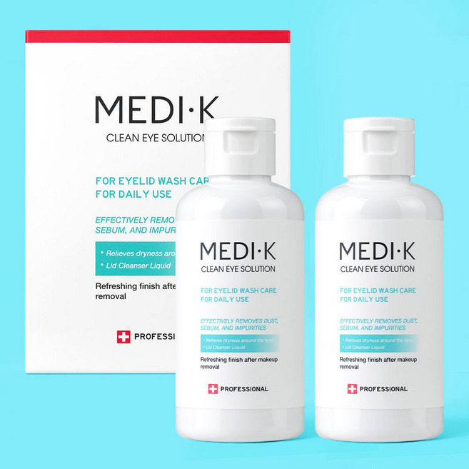 약국입점 메디케이 클린아이솔루션 눈꺼풀세정제 대용량 150ml + 의약외품 거즈 100매, 2세트, 무색