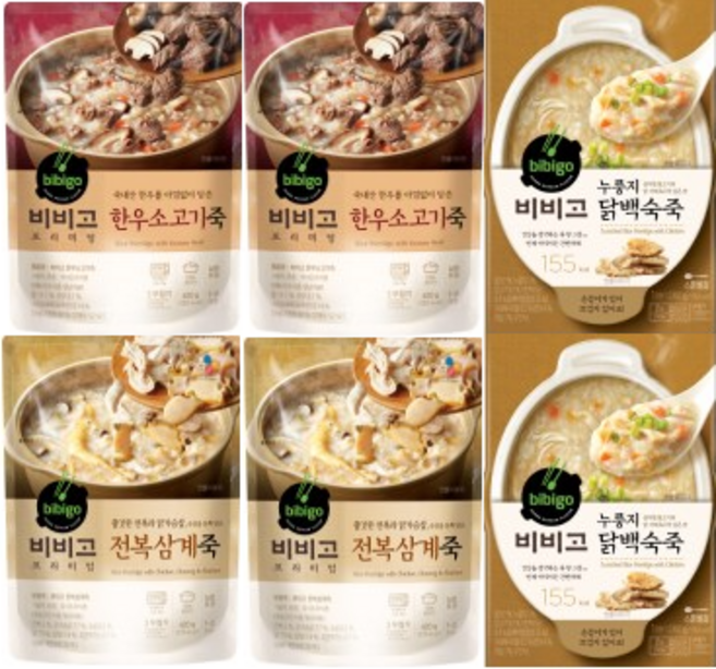 비비고 한우소고기죽 420g + 전복삼계죽 420g + 누룽지닭백숙죽 280g 1세트, 3세트