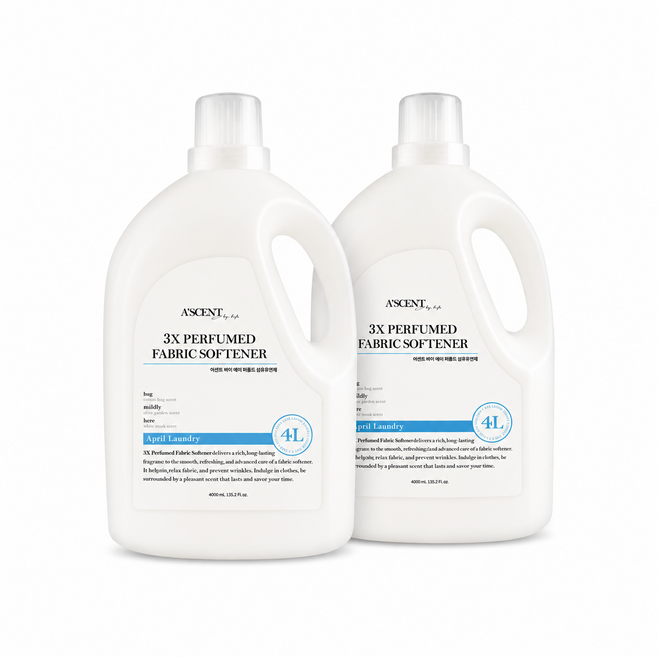에이센트 퍼퓸드 섬유유연제 에이프릴런더리 본품, 2개, 4L
