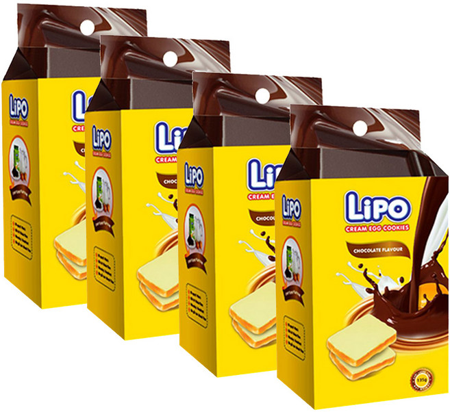 LIPO 리포 에그 크림 쿠키 초코 과자, 4개, 135g