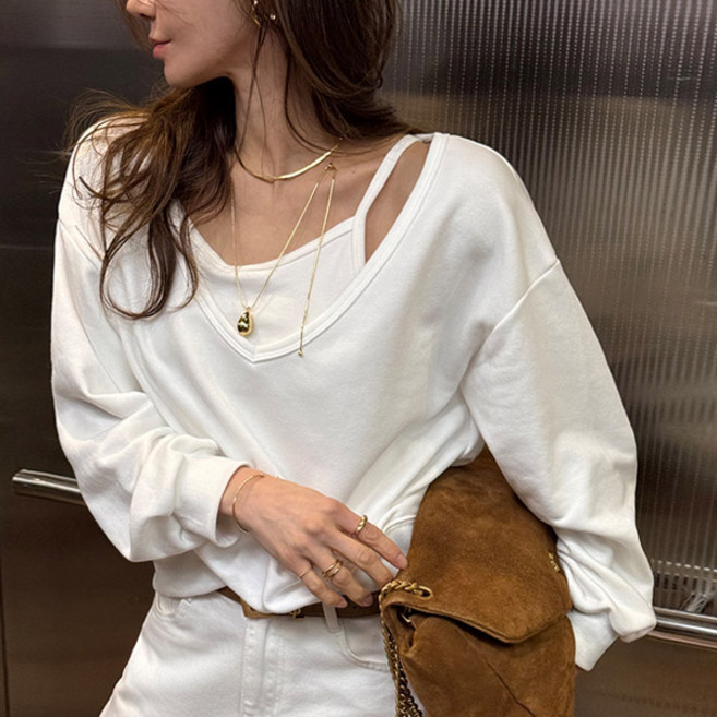 [난닝구]유텔브 브이넥맨투맨나시세트